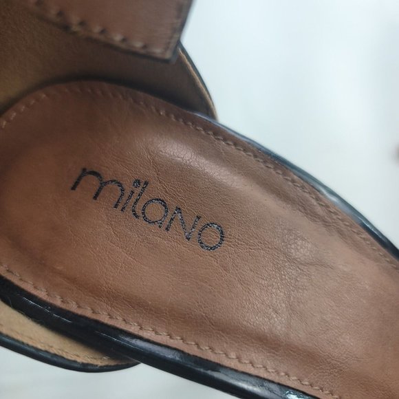 Milano Womens Black Leather Open Toe Stiletto Heel Ankle Strap Sandals Size 8 - Picture 9 of 13